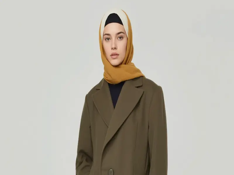 ست مانتو زیتونی با روسری