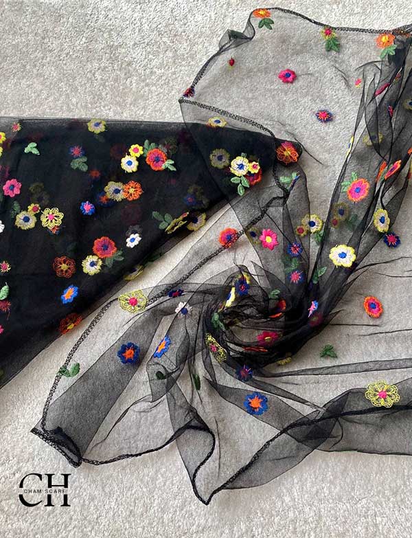 مینی اسکارف توری گلدوزی کدmt11